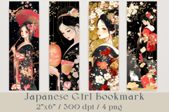 Japanese Girl Bookmarks Bundle, 4 png Product Image 1