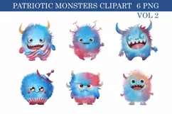 Patriotic cute monsters clipart | 4th of July clipart |vol2 Product Image 1