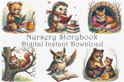 Woodland Animals with Books Clipart, 20 png Product Image 3