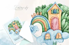 Watercolor cute nursery rainbow clipart / sublimation Product Image 1