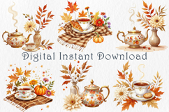 Fall Tea Time Clipart Set, 30 PNG Product Image 3
