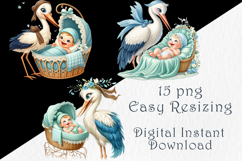 Stork and Baby Shower Set, 15 png Product Image 3