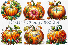 Pumpkin Stained Glass Clipart 25 png Product Image 3