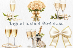 Prosecco &amp; Pearls Clipart, 25 png Product Image 3