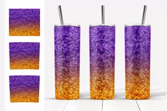 Glitter Tumbler Sublimation. Purple Gold Tumbler Designs PNG Product Image 2