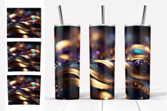 Glitter Tumbler Sublimation. Golden Stripes Tumbler PNG Product Image 4