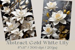 Abstract Gold White Lilies, Printable Paper, 20 jpg Product Image 3