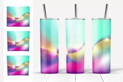 Glitter Tumbler Sublimation, Gold Waves Tumbler Design Product Image 4