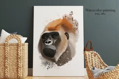 Watercolor gorilla painting, animal print art, sublimation Product Image 4