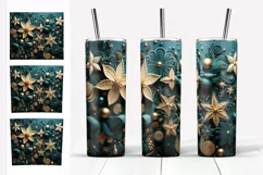 Tumbler Skinny Sublimation. Christmas Flowers Design Tumbler Product Image 4