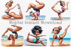 Quirky Yoga Girl Clipart Bundle, 23 png Product Image 3