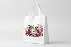 Beautiful owls on a purple branch, png Product Image 3