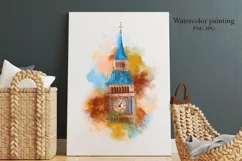 Watercolor London Big Ben fine art painting, print art png Product Image 4