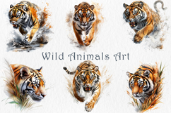 Watercolor Tiger Clipart Set, 30 PNG Product Image 3