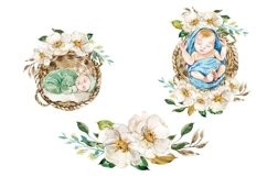 Watercolor Newborn Baby Clipart Product Image 3