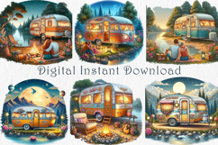 Watercolor Camper Trailer Clipart, 20 png Product Image 3