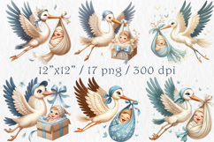 Stork and Baby Shower Clipart Bundle, 17 png Product Image 3