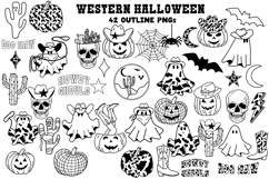 Western Halloween Clipart Set Fall Cowboy Ghosts Pumpkins Product Image 5