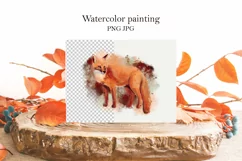 Watercolor fox painting, animal print art, sublimation png Product Image 4