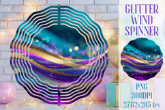 Glitter Wind Spinner Sublimation. Teal Violet Golden Waves Product Image 1