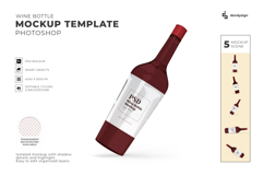Isolated Wine Bottle Mockup Template Bundle Product Image 1