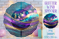 Glitter Wind Spinner Sublimation. Teal Violet Golden Waves Product Image 1