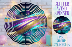 Glitter Wind Spinner Sublimation. Teal Violet Golden Waves Product Image 1