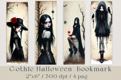 Gothic Halloween Girl Bookmarks, 4 png Product Image 1
