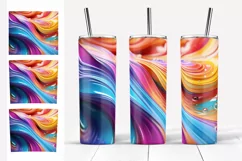 Tumbler Skinny Sublimation. Colorful Liquid Paints Tumbler Product Image 5