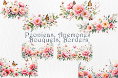 Watercolor Peonies and Anemones Set, 40 png Product Image 4
