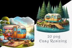Watercolor Camper Trailer Clipart, 20 png Product Image 4