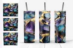 Glitter Tumbler Sublimation. Teal Purple Gems Tumbler PNG Product Image 5