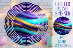 Glitter Wind Spinner Sublimation. Teal Violet Golden Waves Product Image 1