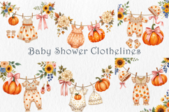 Autumn Pumpkin Baby Clothesline Clipart, 30 png Product Image 4