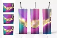 Glitter Tumbler Sublimation, Gold Waves Tumbler Design Product Image 5