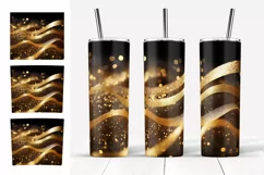 Glitter Tumbler Sublimation. Golden Stripes Tumbler Designs Product Image 2