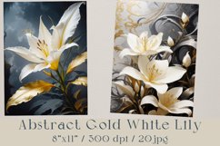 Abstract Gold White Lilies, Printable Paper, 20 jpg Product Image 4