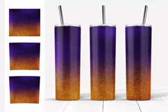 Glitter Tumbler Sublimation. Purple Gold Tumbler Designs PNG Product Image 5