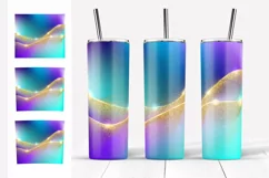 Glitter Tumbler Sublimation, Golden Waves Tumbler Design Product Image 4
