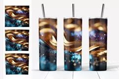 Glitter Tumbler Sublimation. Golden Stripes Tumbler PNG Product Image 5