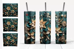 Tumbler Skinny Sublimation. Christmas Flowers Design Tumbler Product Image 5