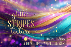 Golden Pink Wave Stripes backgrounds | Glitter Digital Paper Product Image 2