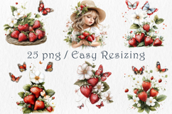 Watercolor Strawberry Clipart, 25 png Product Image 4