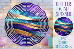 Glitter Wind Spinner Sublimation. Teal Violet Golden Waves Product Image 1
