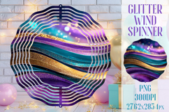 Glitter Wind Spinner Sublimation. Teal Violet Golden Waves Product Image 1