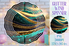 Glitter Wind Spinner Sublimation. Emerald Gold Waves Spinner Product Image 1