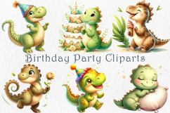 Watercolor Party Dino Clipart, 50 png Product Image 5