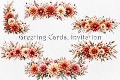 Dahlia Bouquet Clipart Set. 30 PNG Product Image 5