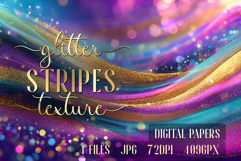 Golden Purple Wave Stripes backgrounds|Glitter Digital Paper Product Image 1