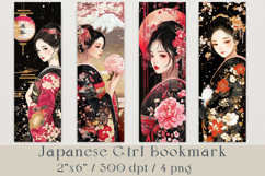 Japanese Girl Bookmarks Bundle, 4 png Product Image 1